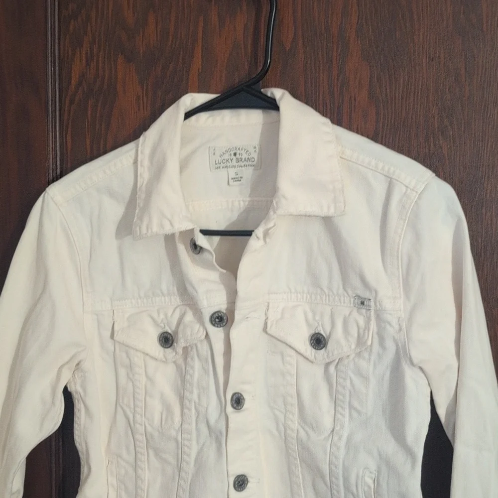 Lucky Brand The Tomboy Trucker Off White Jean Jacket Size Small